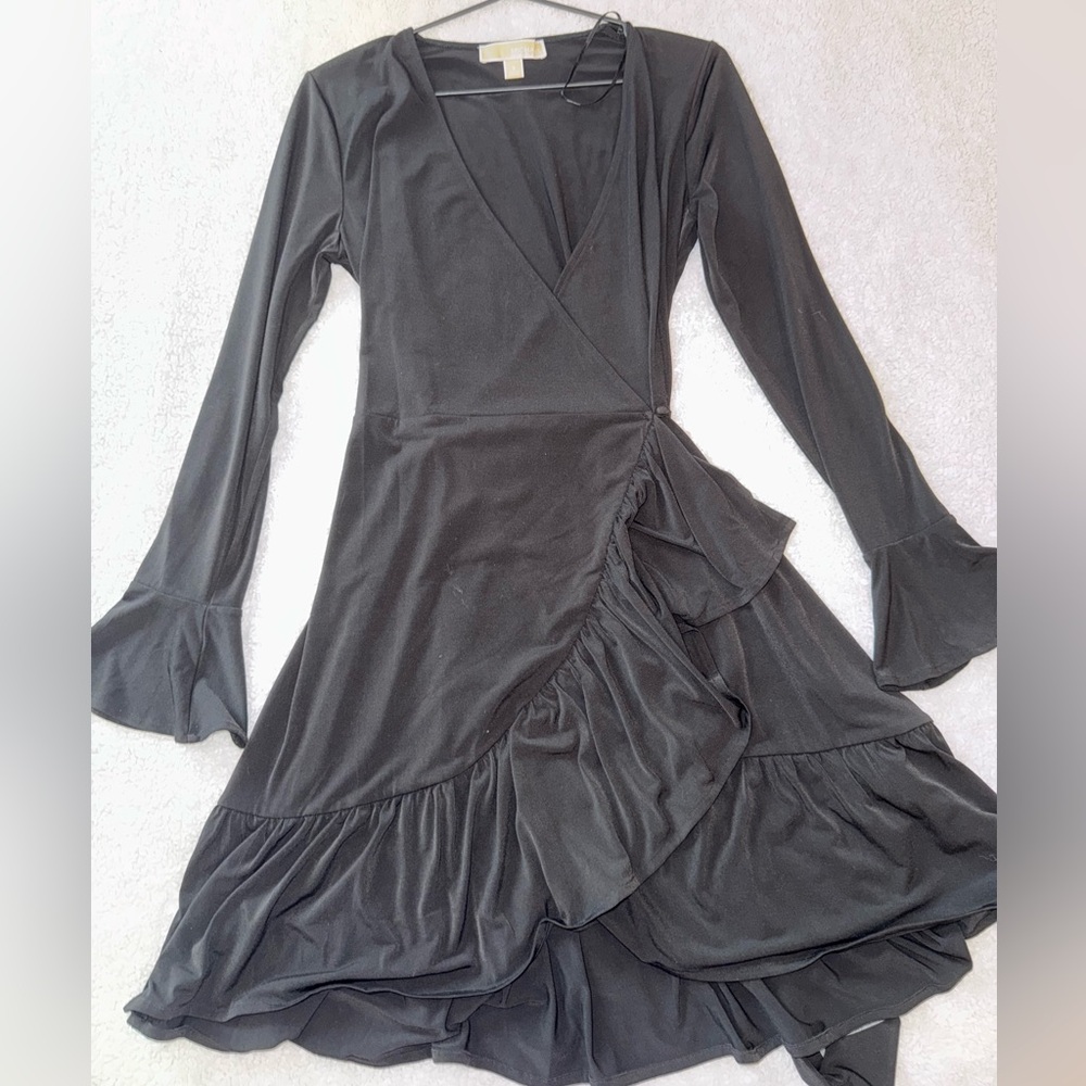 Michael Kors Elegant Black Wrap Dress